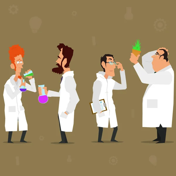 Scientist characters   and lab coats. — Stok Vektör