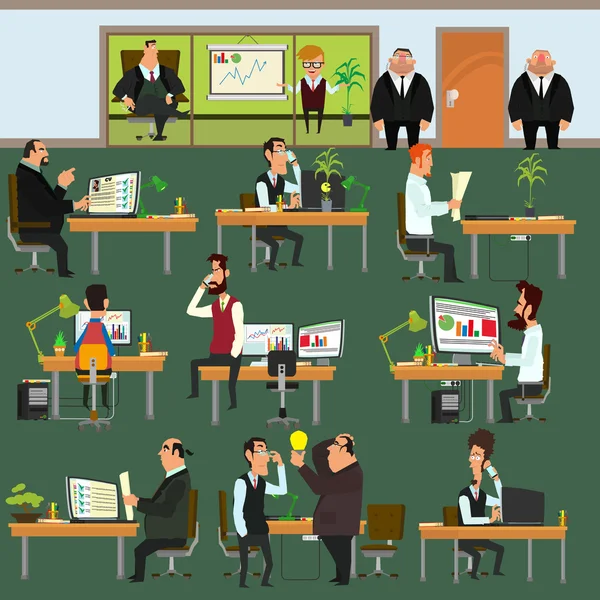 Happy business people working on office
