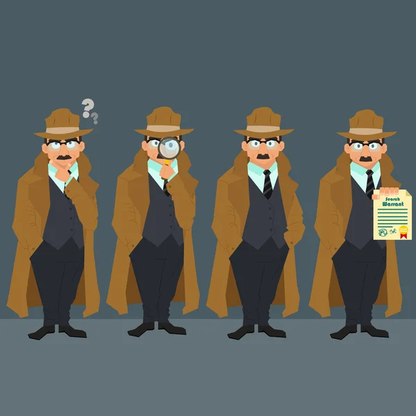 Detective in a raincoat and hat.
