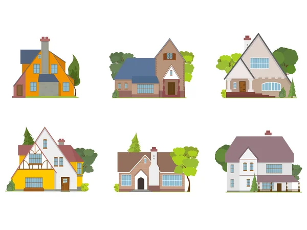 Case di città e cottage — Vettoriale Stock