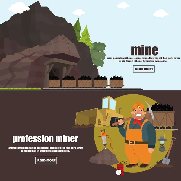 Miner working in a mine. — Stock Vector