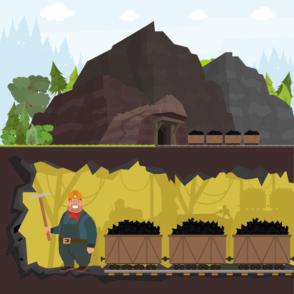 шахтёр, работающий в шахте
.