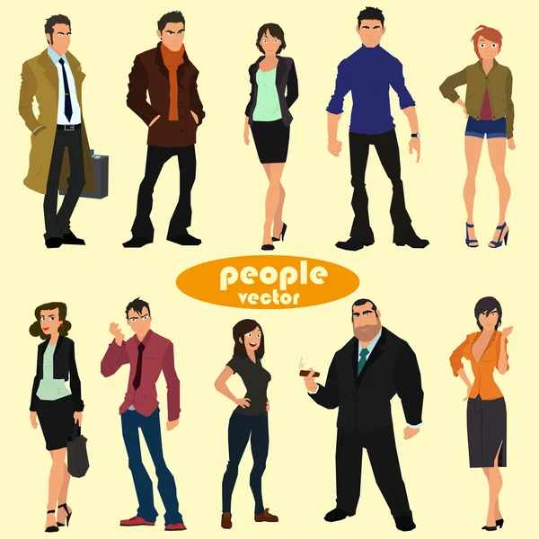 Different people with catchy faces — Stock Vector