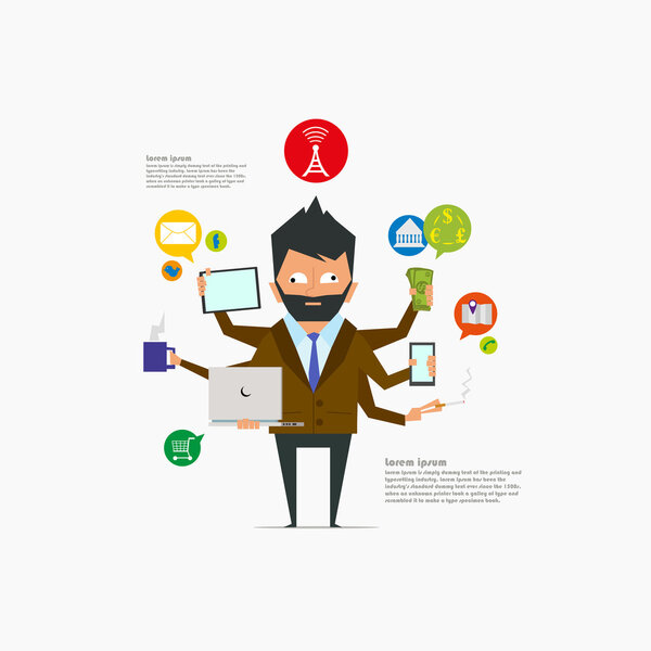 modern businessman makes a lot of things