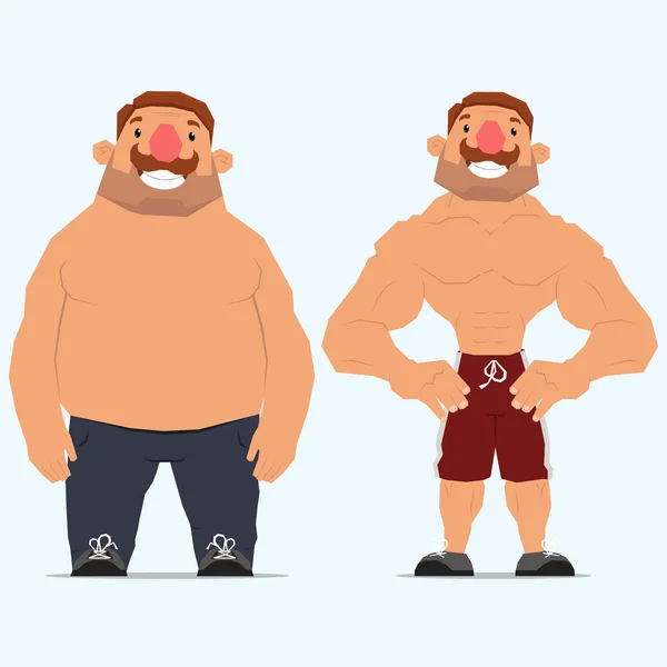 Homem antes e depois de esportes —  Vetores de Stock