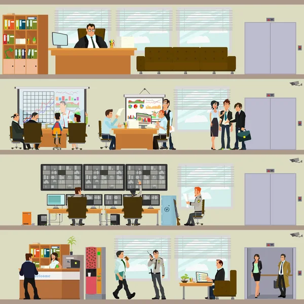 Scenes of people working in the office. — Stock Vector