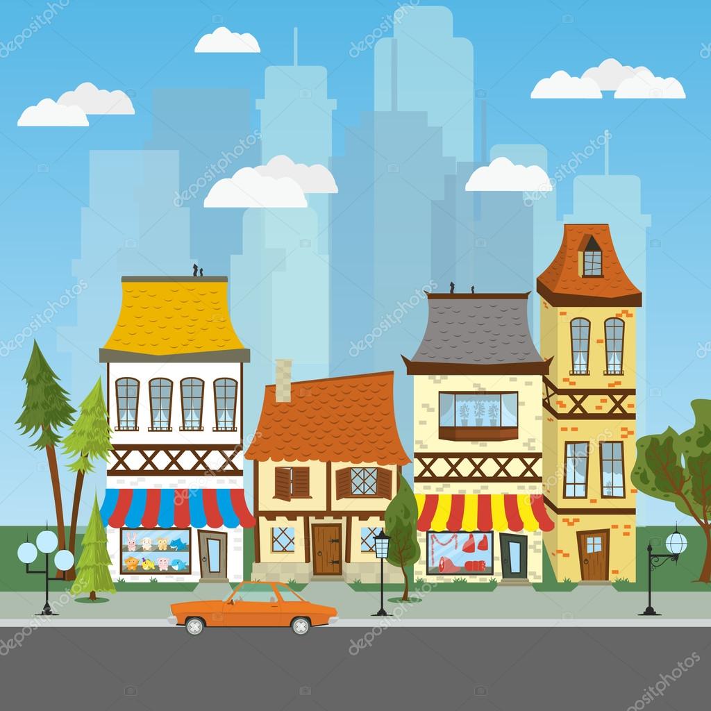 Nice quiet street — Stock Vector © trokerrr 83960456
