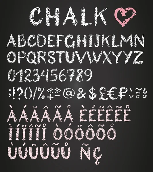 Chalk latin multilingual alphabet. — Stock Vector