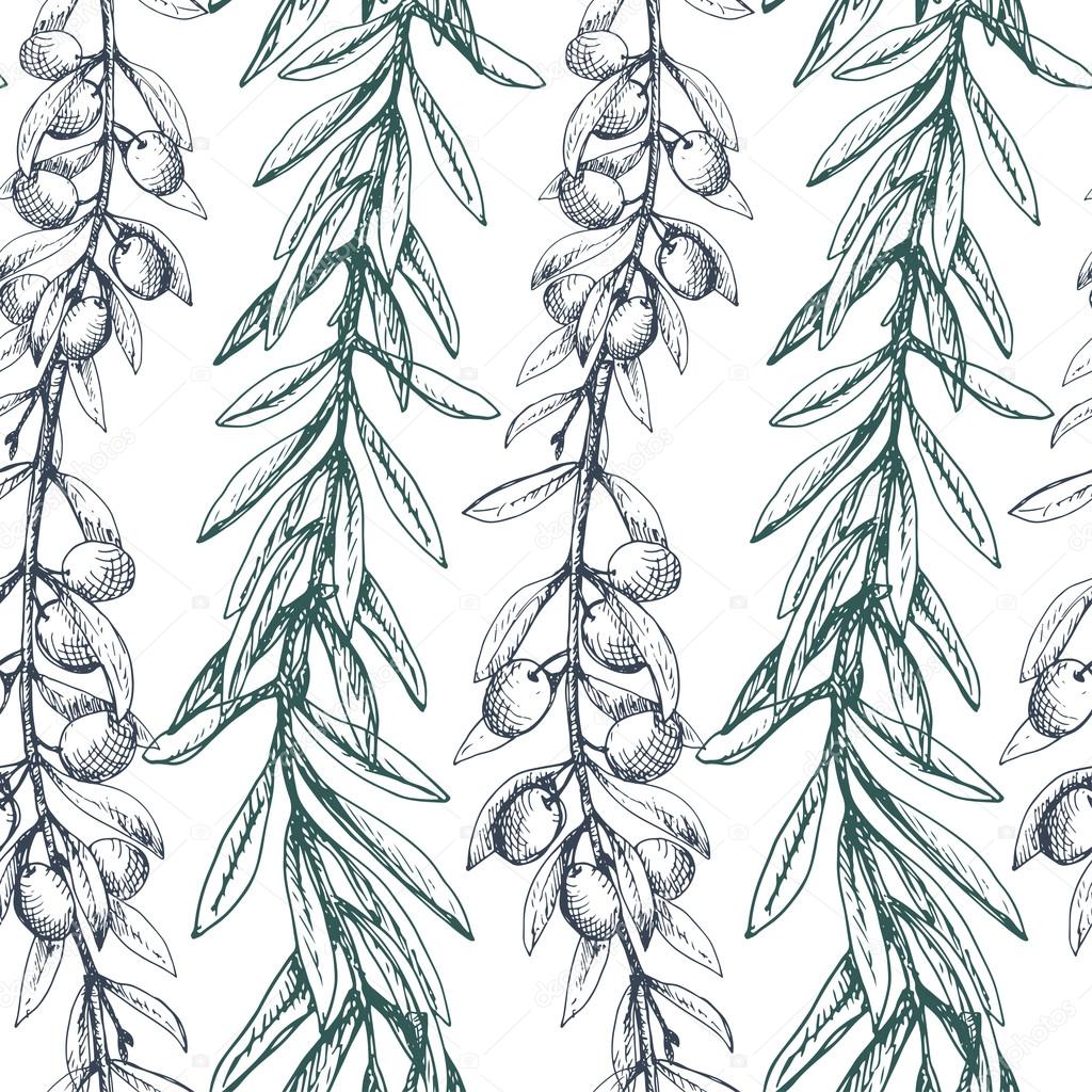 Olive branches seamless pattern.