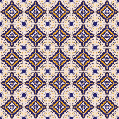 Mavi ve sarı Seramik döşeme deseni