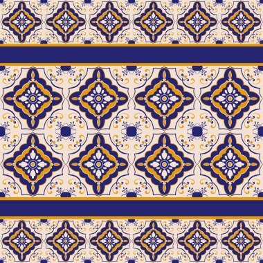 Mavi ve sarı Seramik döşeme deseni