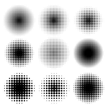 Vector halftone effects set clipart