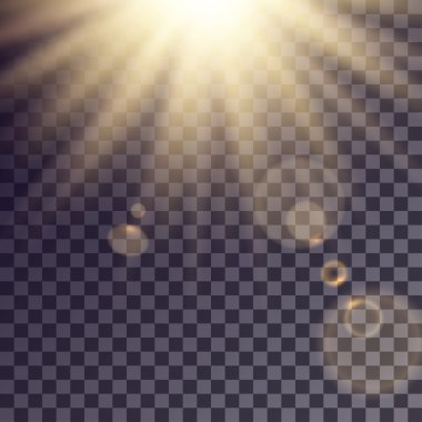 Sun rays effect with lens flares clipart