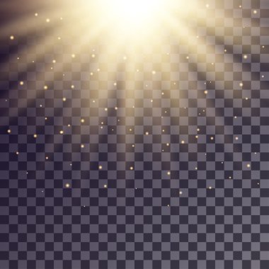 Golden rays from top with shiny particles clipart