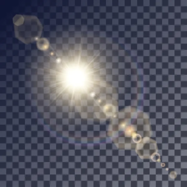 Stralende zon van beige vector met lichteffecten — Stockvector