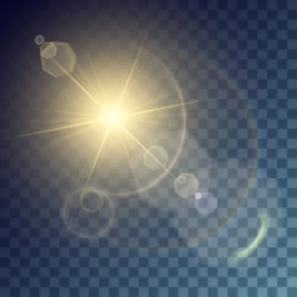 Vecteur soleil doré avec effets de lumière — Image vectorielle