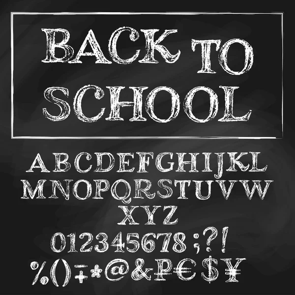 Powrót do szkoły kreda alfabetu łacińskiego — Wektor stockowy