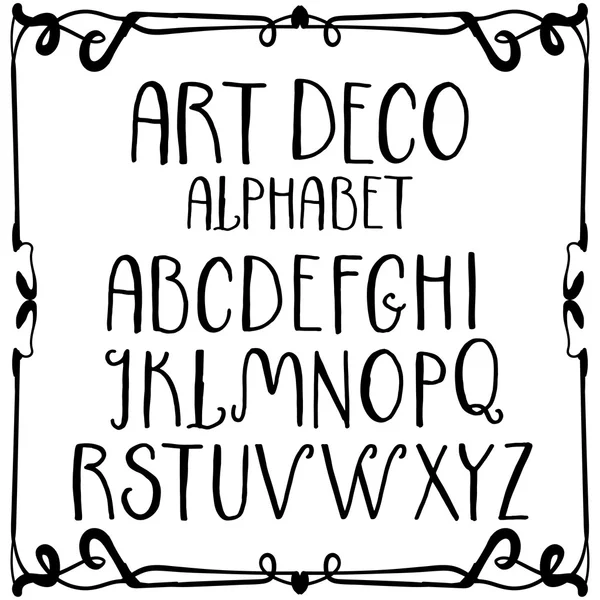 Alfabeto romano in stile art deco scritto a mano — Vettoriale Stock