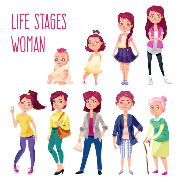 Woman set in different ages — Stock Vector