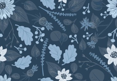 Koyu mavi arkaplanda, elle çizilmiş şirin bir çizgi filmle, kusursuz bir şablon.