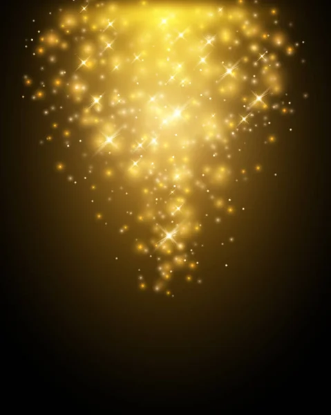 Χρυσά σωματίδια πέφτουν σε σκούρο φόντο — Διανυσματικό Αρχείο