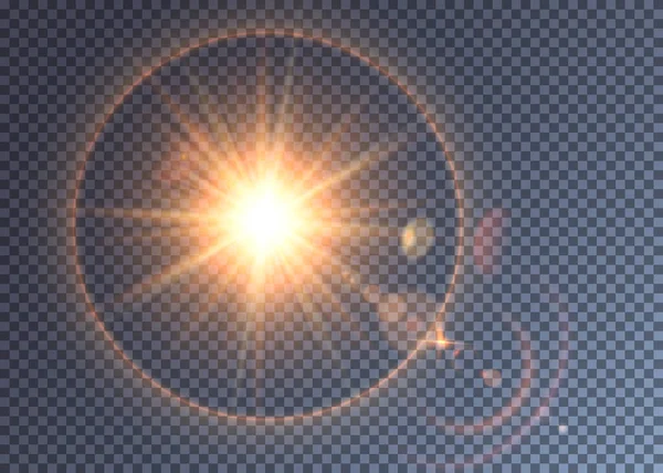 Векторний помаранчевий світловий спалах з ефектом гало — стоковий вектор