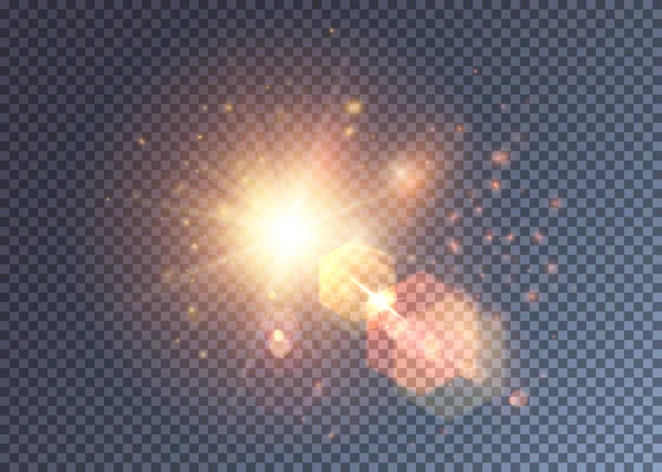 Leuchtend Orange Und Rot Magische Sternexplosion Sechseckige Lichteffekte Rote Und — Stockvektor