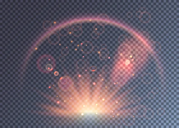 Luz Mágica Rosa Que Brilla Con Partículas Halo Ilustración Fantasía — Archivo Imágenes Vectoriales