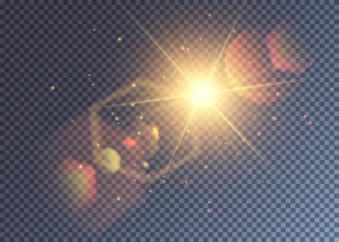 Bir çok mercek parıltısıyla parıldayan altın güneş.