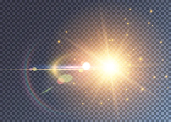 Luz cósmica del sol con efectos de luz variada — Archivo Imágenes Vectoriales