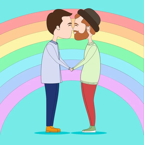 Dos besos gays — Vector de stock