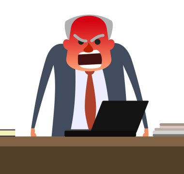 Angry boss with face getting red.