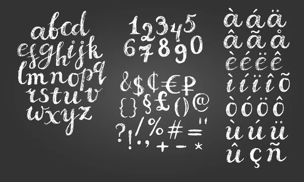 Chalk script font. Money signs, diactirics added. — Stock Vector