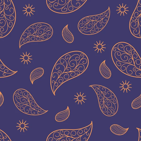 Paisley seamless pattern. Blue and orange. — Διανυσματικό Αρχείο