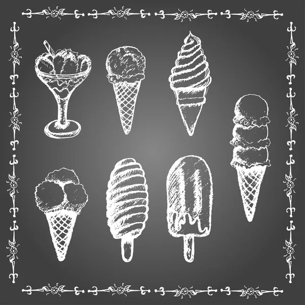 Set de helados de tiza . — Vector de stock