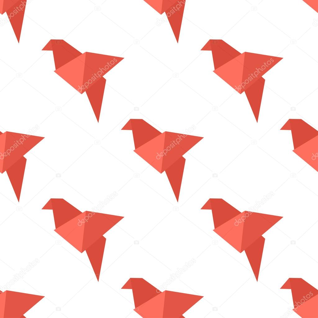 Origami bird seamless pattern.