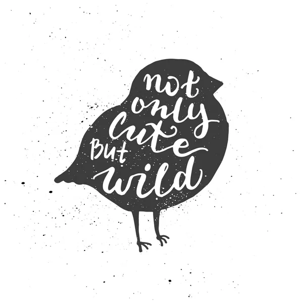 Not only cute but wild lettering in bird. — Stockový vektor