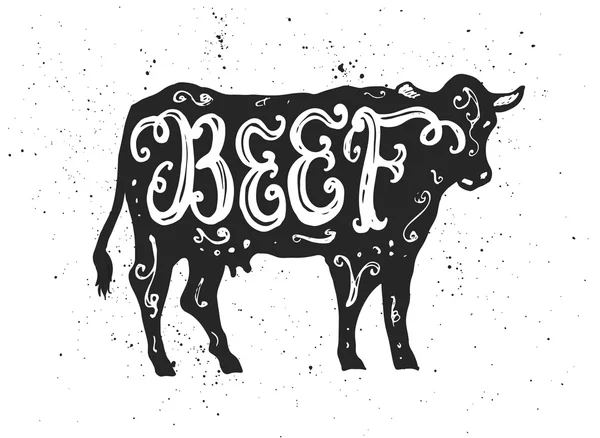 Beef lettering in silhouette. — Wektor stockowy