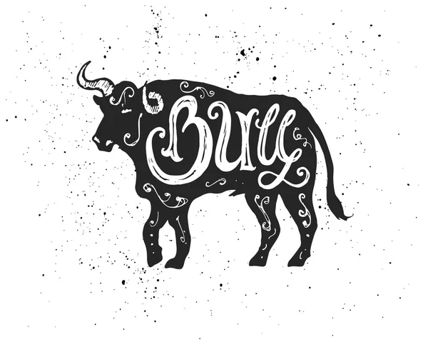 Bull lettering in silhouette. — Stockvector