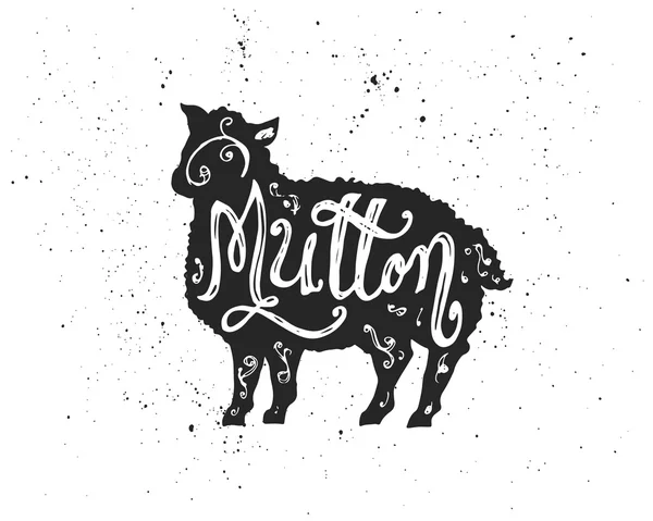 Mutton lettering in silhouette. — Stock vektor