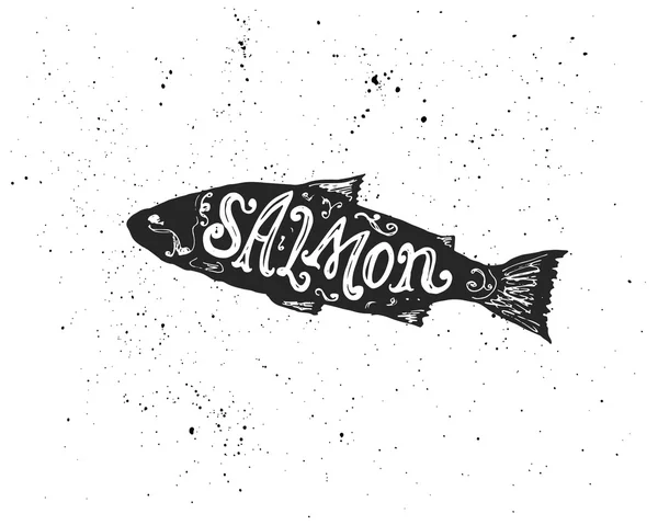 Salmon lettering in silhouette. — Stock vektor