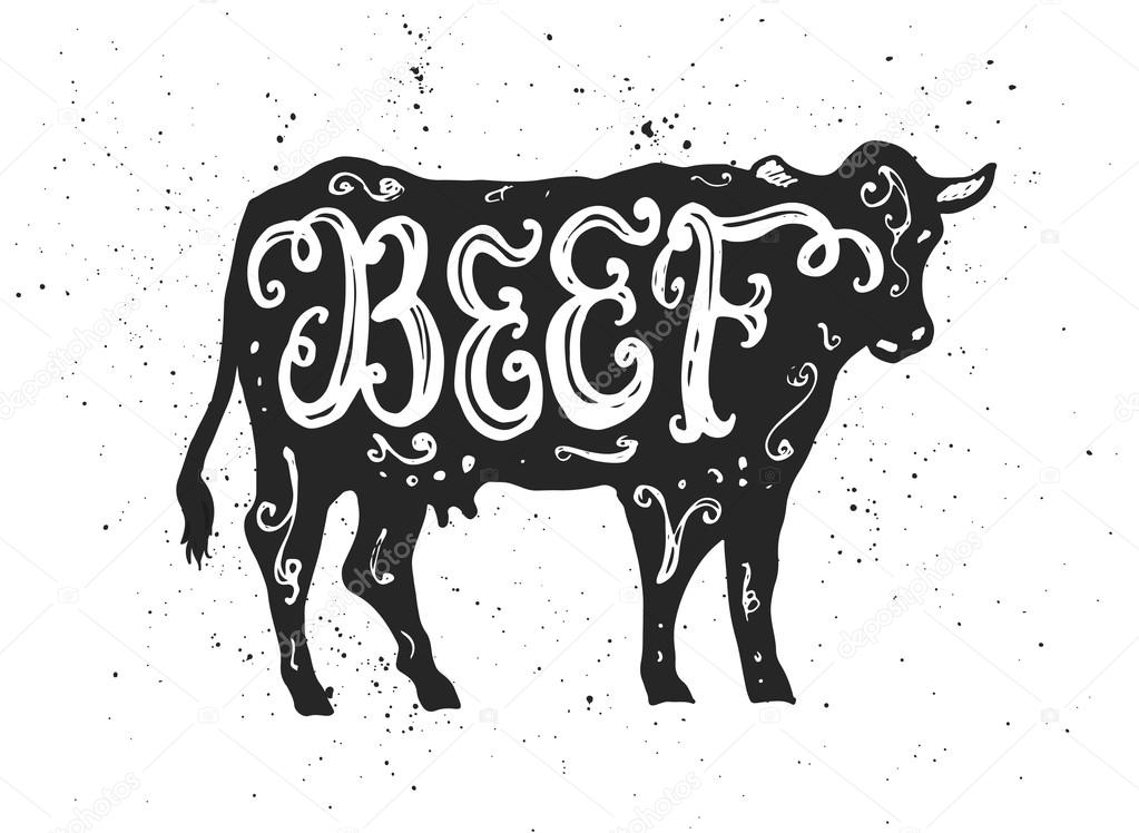 Beef lettering in silhouette.