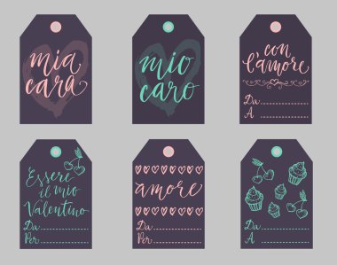 Italian Valentines gift tags set.