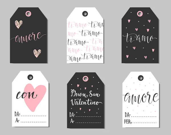 Balises cadeaux Valentines italiennes . — Image vectorielle