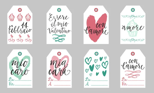 Italian Valentine gift tags. — Stock vektor