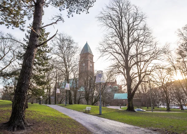 Igreja Vasa (Vasakyrkan) em Gotemburgo e belo parque no dia ensolarado de inverno, Suécia — Fotografia de Stock