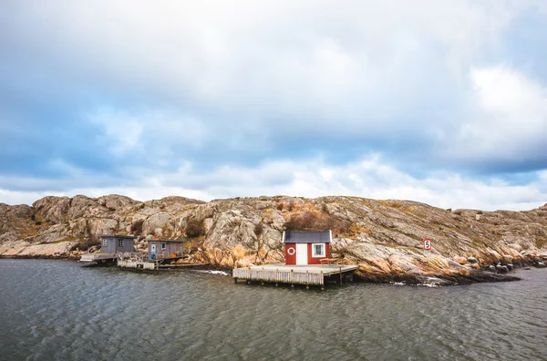 Huizen op het eiland in Göteborg, Zweden Rechtenvrije Stockfoto's