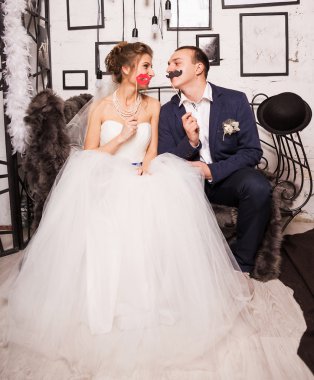 Mavi koltuk düğün buketi