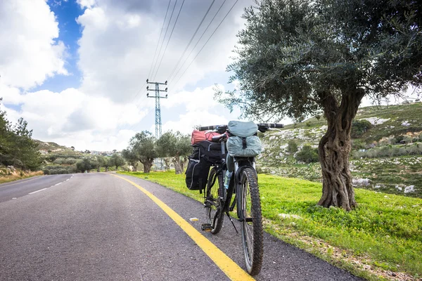 Bicicleta na estrada no parque ao ar livre — Fotografia de Stock