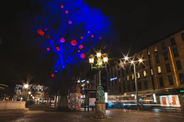 Stadt mit Weihnachtsdekoration in Schweden — Stockfoto